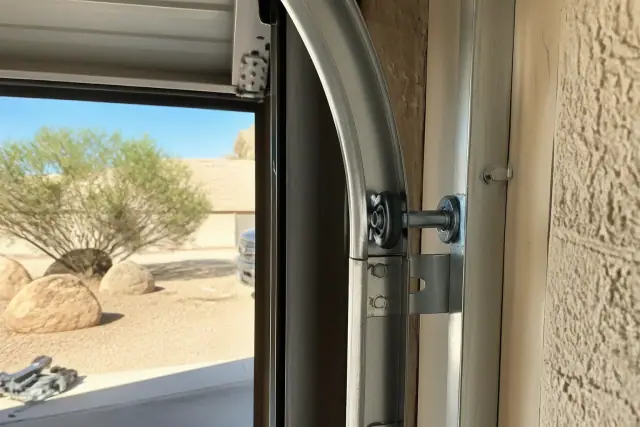New rollers and lubricant on a garage door track system at a home in Phoenix, AZ.