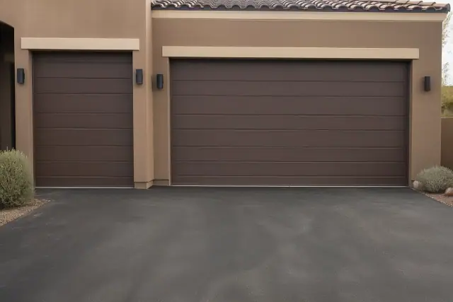 Side-by-side comparison of a single 8-foot garage door and a double 16-foot door at a residential home in Phoenix, AZ.