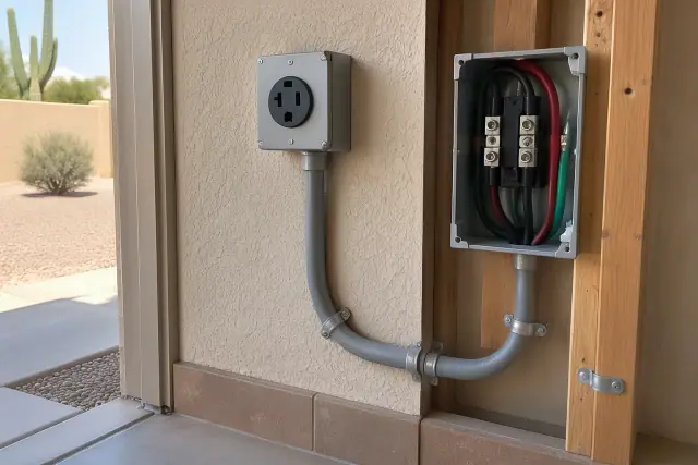240-volt outlet and heavy wiring installed in a Phoenix, AZ home.