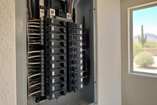 AFCI circuit breakers installed in a residential electrical panel in Phoenix, AZ.