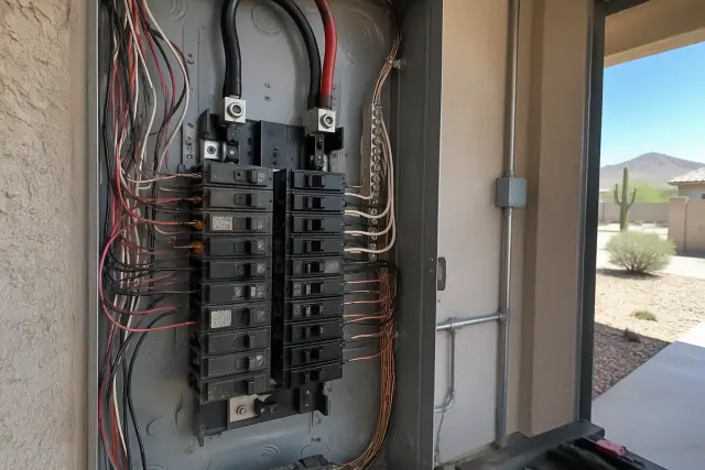 Contractor progress photo of a circuit breaker replacement in Peoria, AZ.