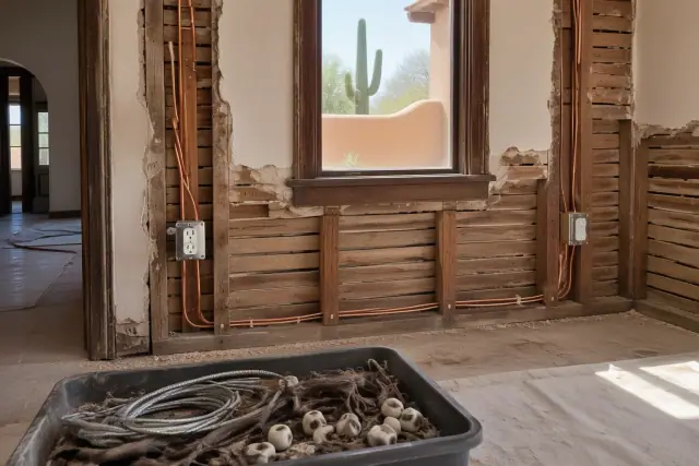 New copper wiring and old aluminum wire in a historic Phoenix, AZ home.