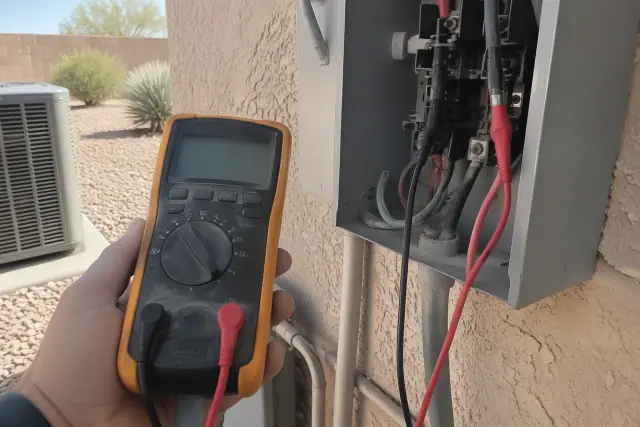Contractor photo of insulation resistance testing for electrical troubleshooting in Phoenix, AZ.