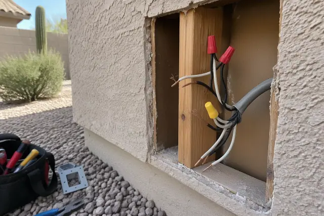 Older wiring replacement work during an electrical safety inspection in Phoenix, AZ.
