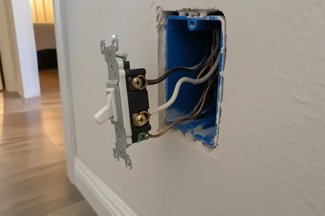 Outlet and switch installation during a whole house rewiring project in Tempe, AZ.