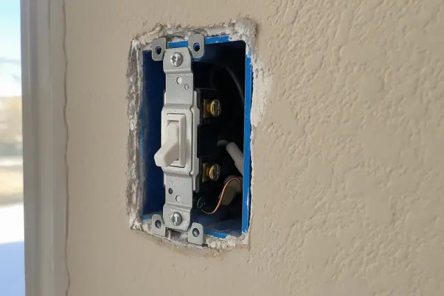 Electrical switch installation inside a drywall cutout in a Glendale, AZ home.
