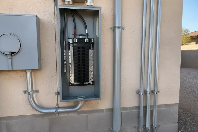 Electrical panel capacity upgrade with heavy-duty feeder wire in Phoenix, AZ.