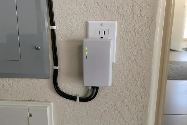 Type 3 point-of-use surge protection device wired on an indoor wall in Phoenix, AZ.