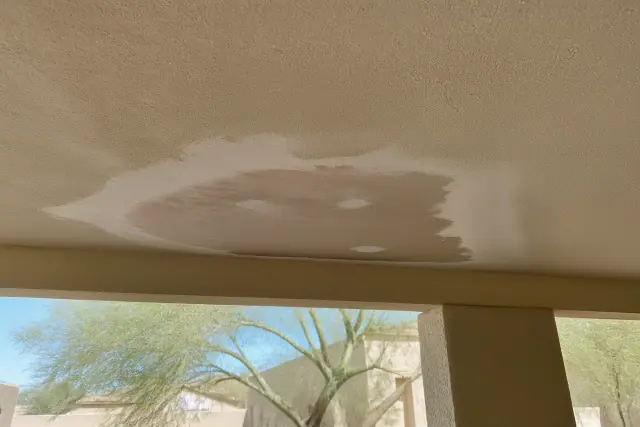 Sanded drywall repair on a ceiling in Phoenix, AZ, prepared for priming and painting.