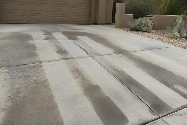 Concrete driveway with clean pressure-washed stripes near a desert home in Scottsdale, AZ.