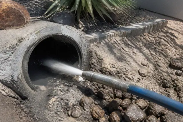 Hydro jetting machine cleaning a main sewer line in Phoenix, AZ.