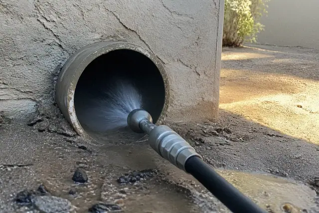 Hydro-jetting equipment cleaning a main sewer line at a jobsite in Phoenix, AZ.
