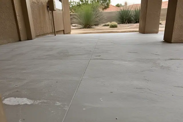 Clean concrete slab surface prepared for tile installation at a residential site in Phoenix, AZ.