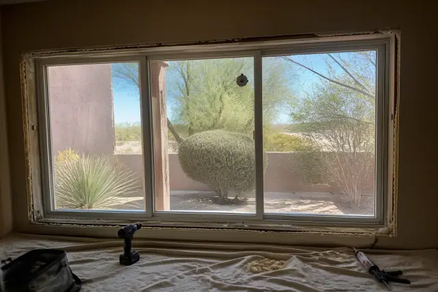 Triple-pane window installation in progress at a residential property in Phoenix, AZ.