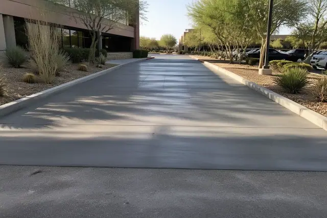 Freshly poured concrete driveway at an office complex in Scottsdale, AZ.