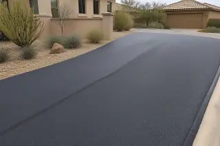 Newly paved asphalt surface with clean seams on a residential street in Surprise, AZ.