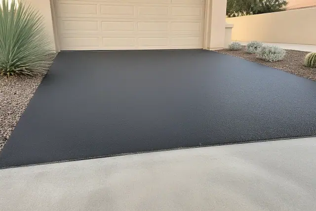 Smooth transition from a garage slab to a new asphalt driveway at a home in Tempe, AZ.