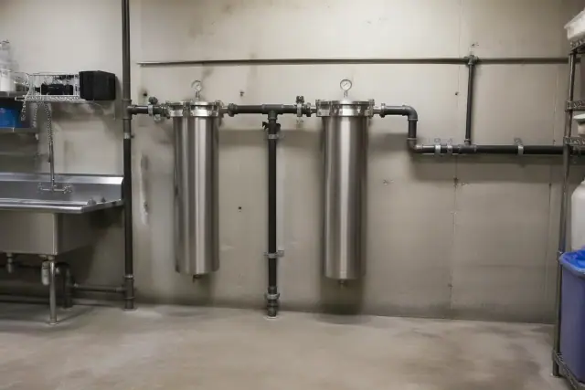 Two stainless steel carbon filtration units installed in a Tempe, AZ restaurant utility area.