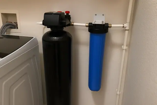 Water filtration system installed in a laundry room in Surprise, AZ.