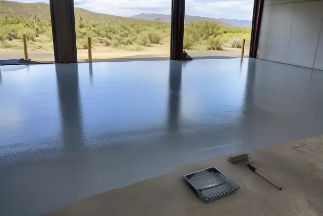 Industrial warehouse loading dock with a freshly applied epoxy floor in Tanque Verde, AZ.