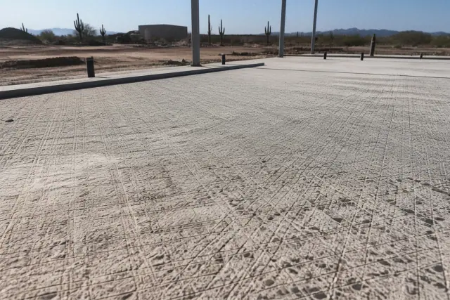 Close-up of diamond-ground concrete profile with exposed aggregate on an industrial slab in Tucson, AZ.