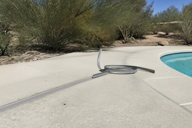 Flexible joint filler installed between concrete pool deck segments at a job site in Casas Adobes, AZ.